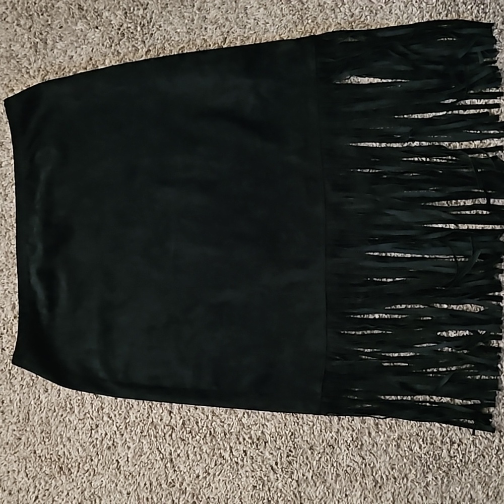 Womens Large black Arden B fringe skirt